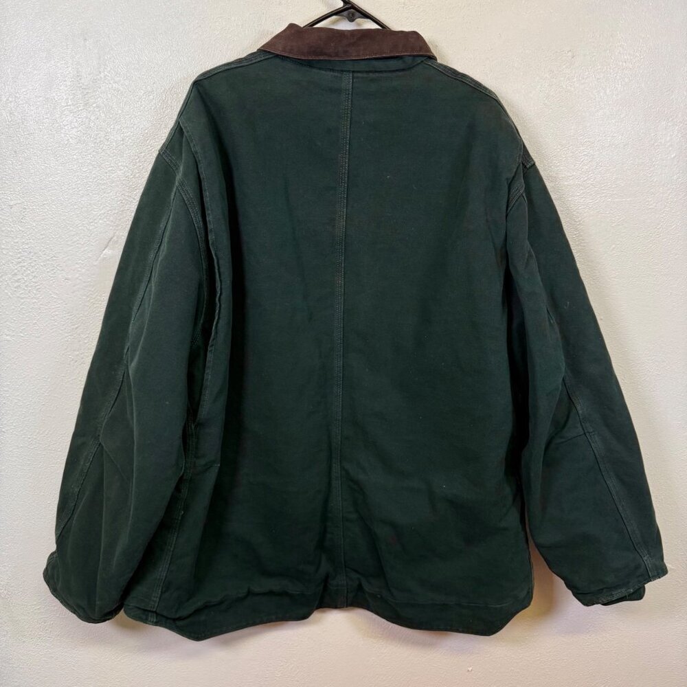 Carhartt C61 SPC Spruce Green Mens 2XL R Sherpa Lined Work Jacket Canvas Chore - Picture 2 of 16
